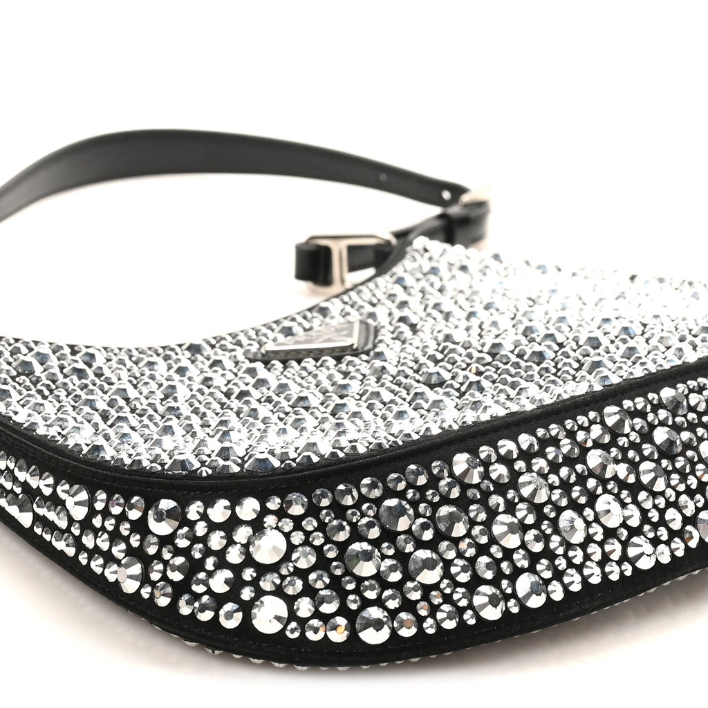 Satin Crystal Cleo Adjustable Strap Shoulder Bag Metal