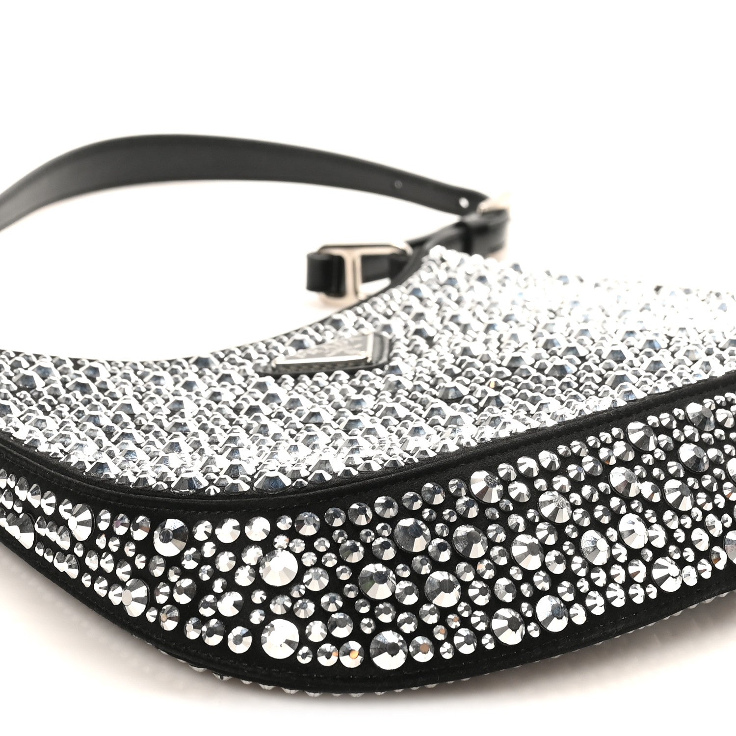 Satin Crystal Cleo Adjustable Strap Shoulder Bag Metal