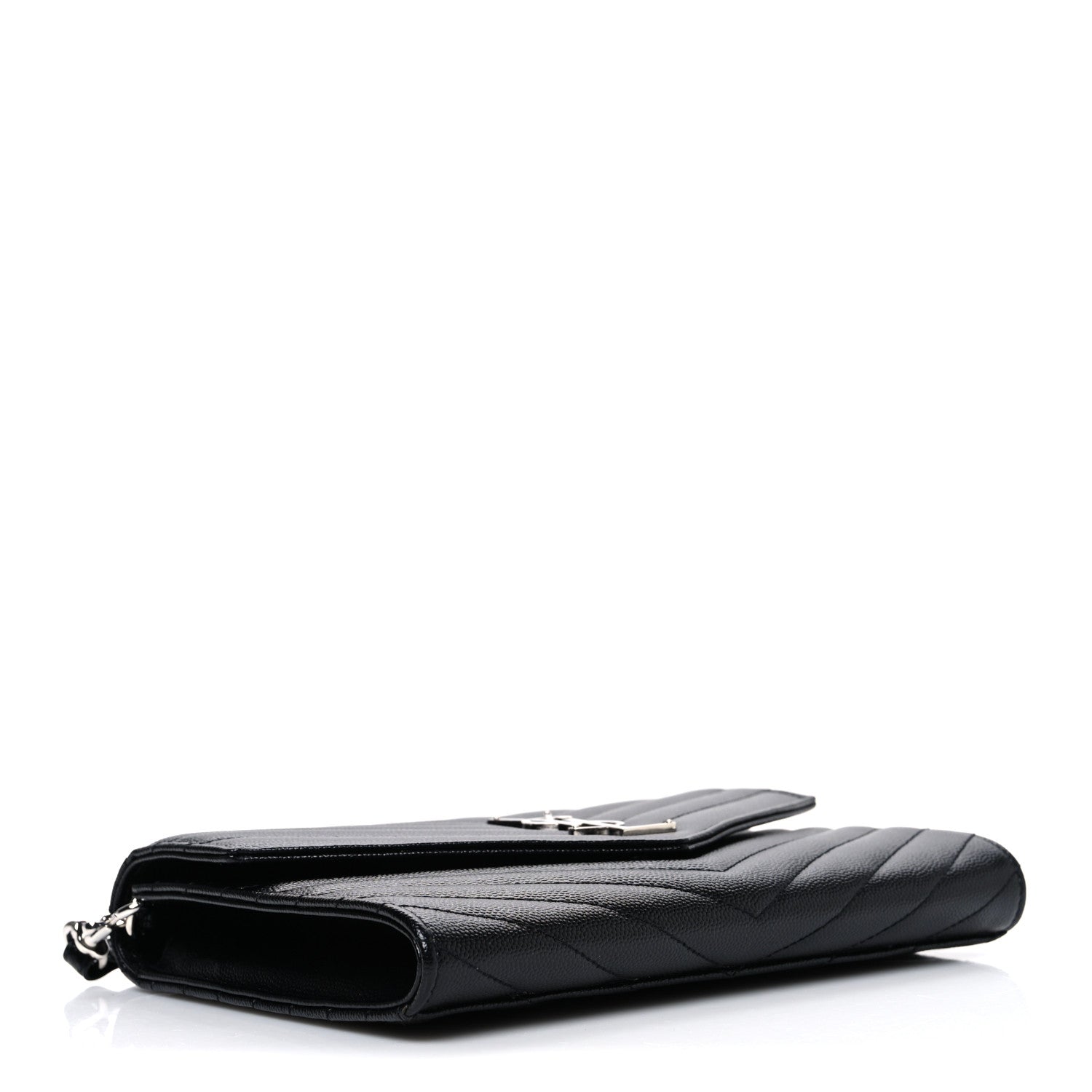 Grain De Poudre Matelasse Chevron Monogram Envelope Clutch Black