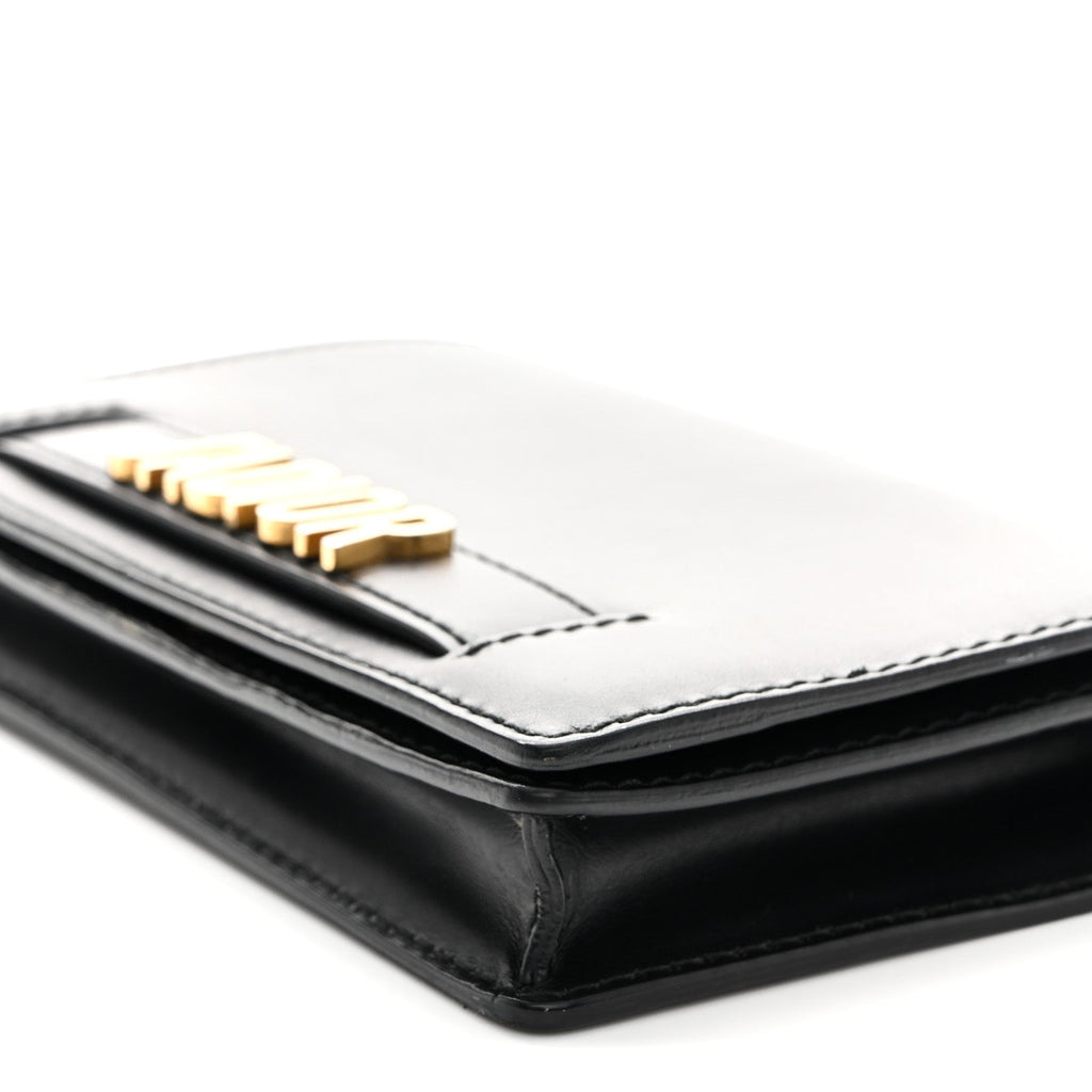 Calfskin J'Adior Wallet on Chain Pouch Black