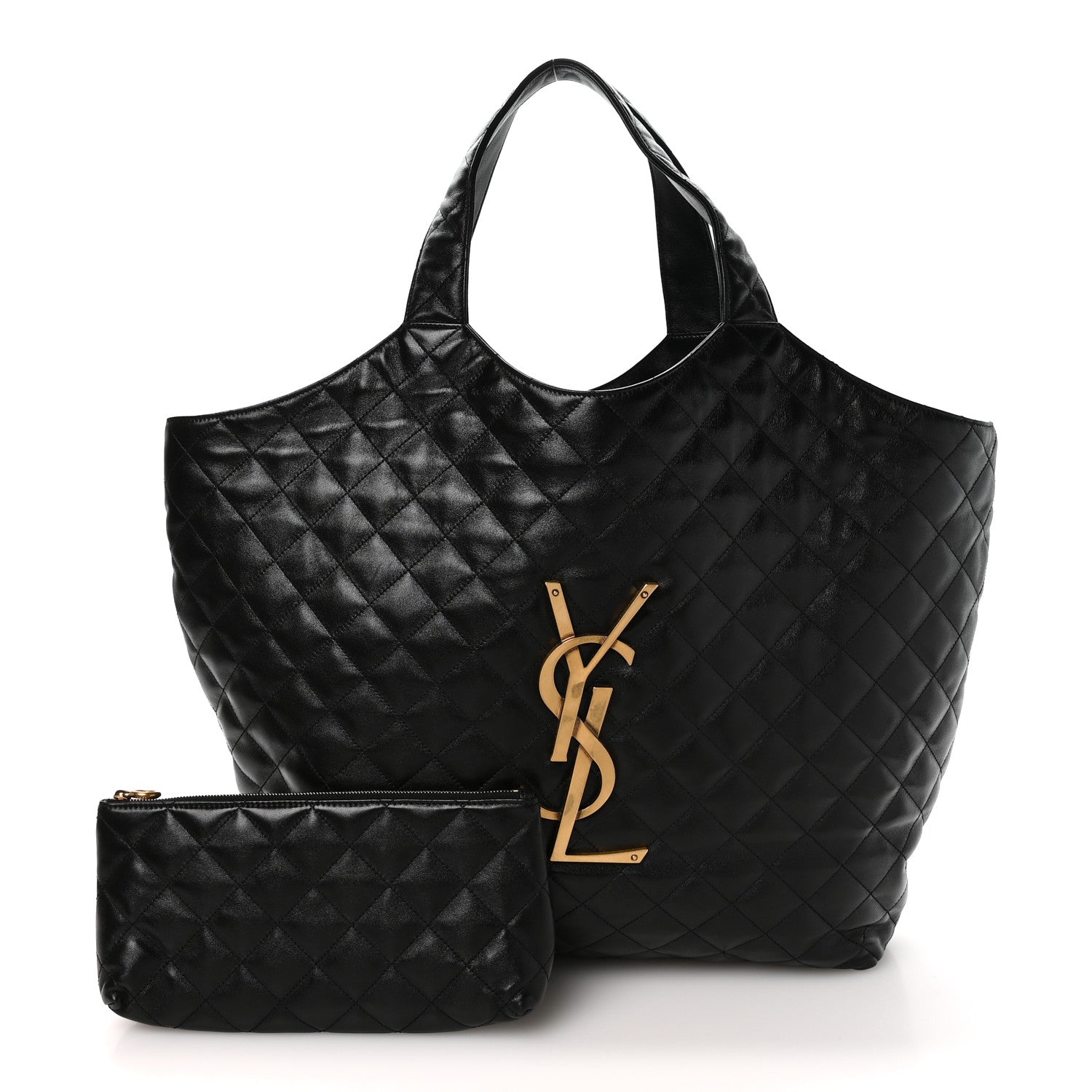 Lambskin Quilted Maxi Icare Shopping Tote Black