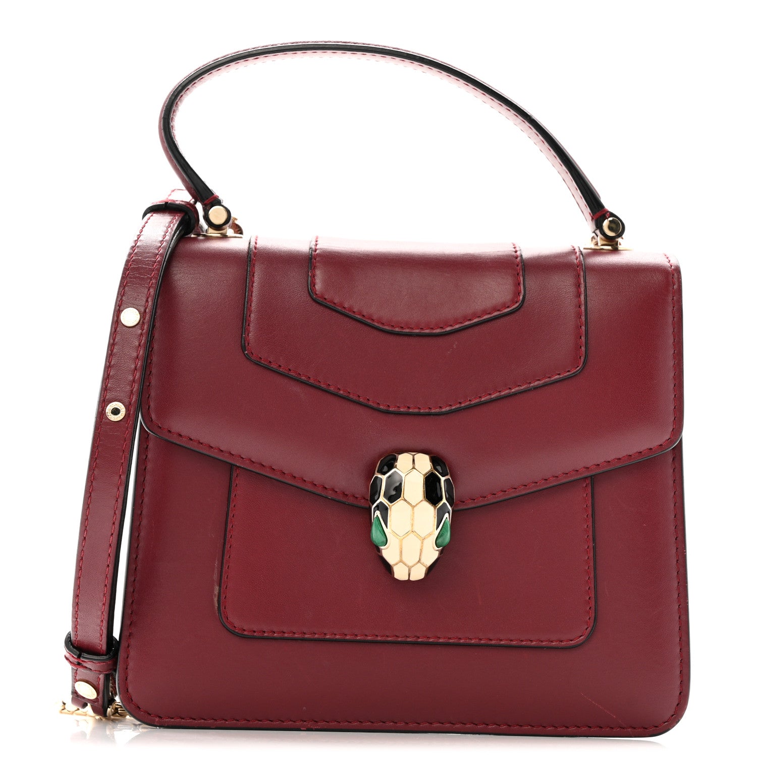 Calfskin Serpenti Forever Top Handle Burgundy