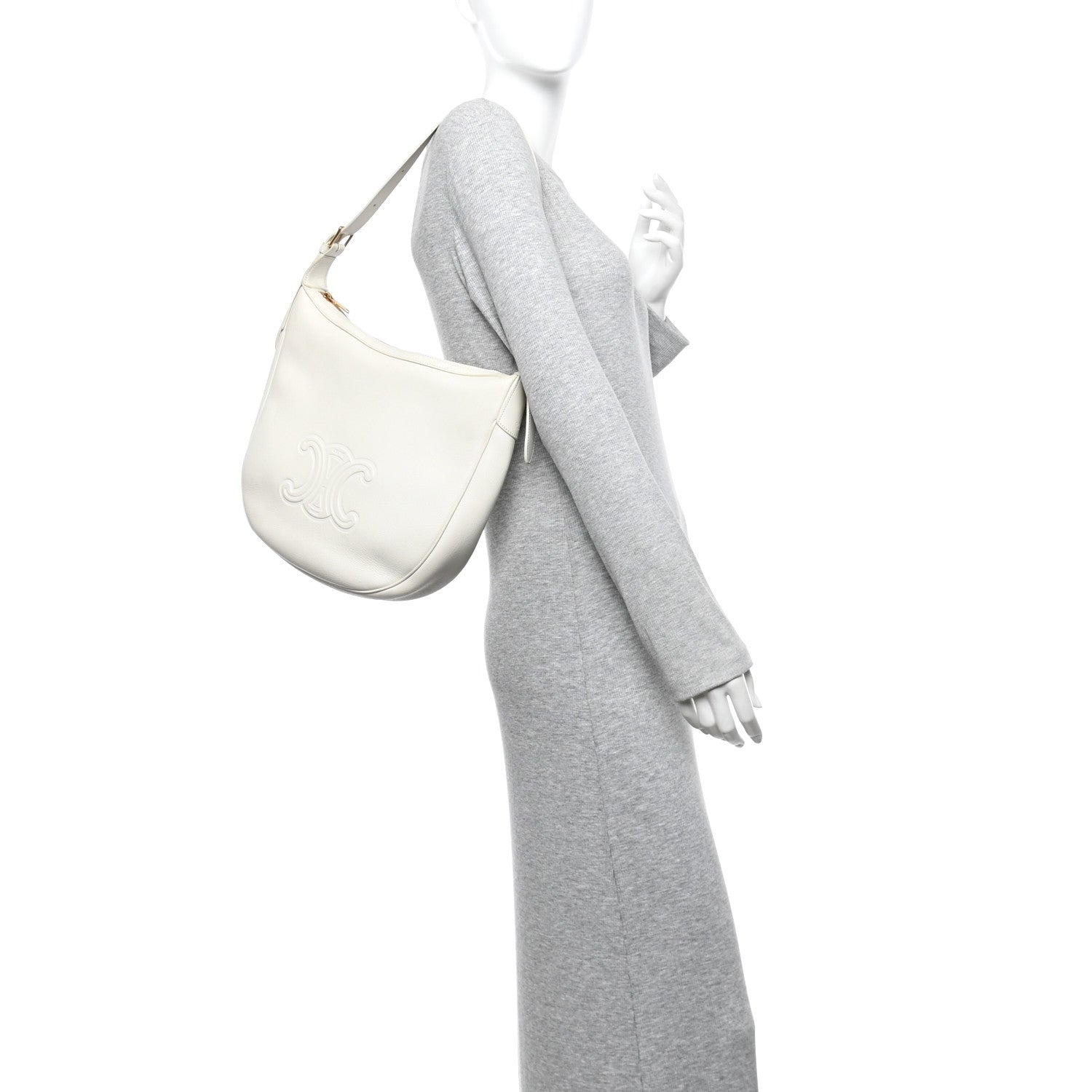 Supple Calfskin Cuir Triomphe Heloise Shoulder Bag White