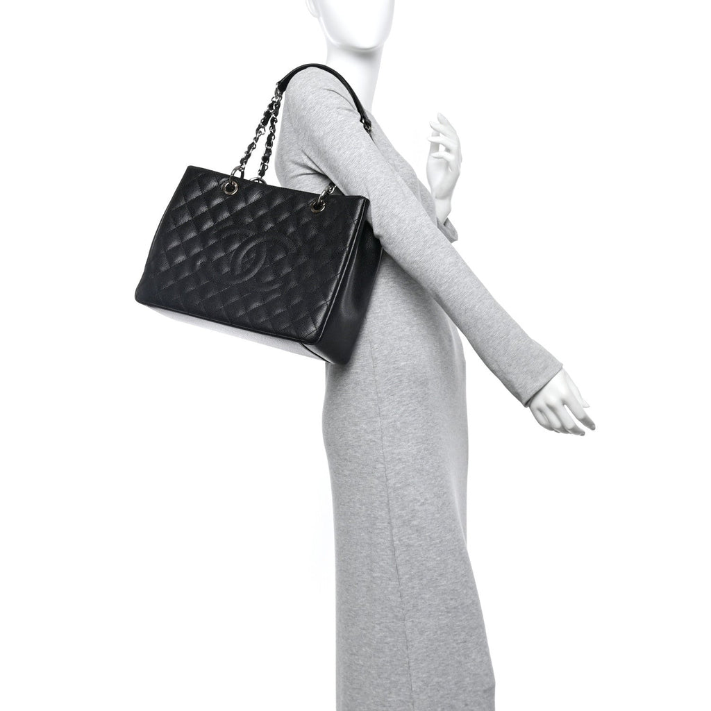 Caviar Quilted Grand Shopping Tote GST Black