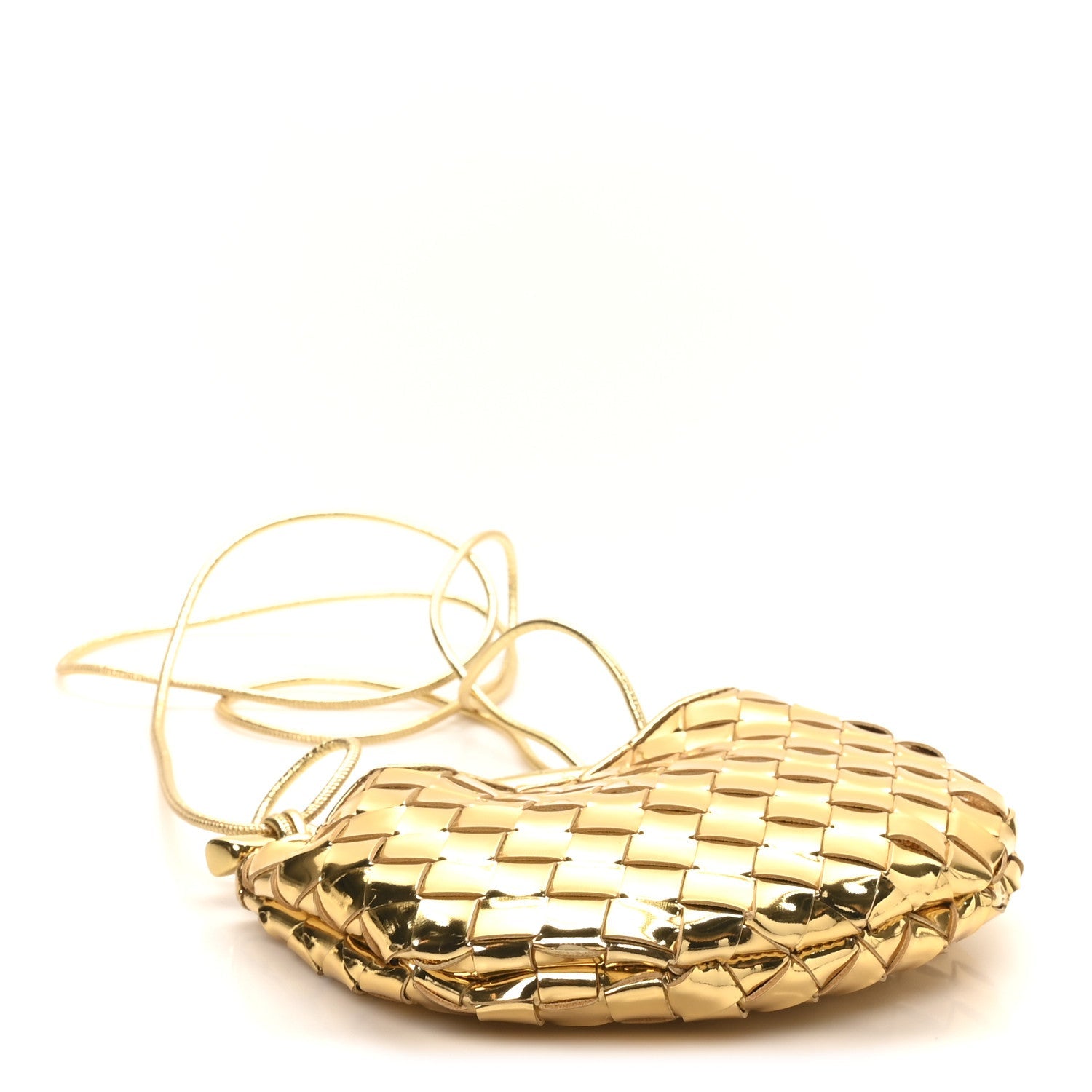 Mirror Laminated Nappa Intrecciato Mini Sardine Bag Gold