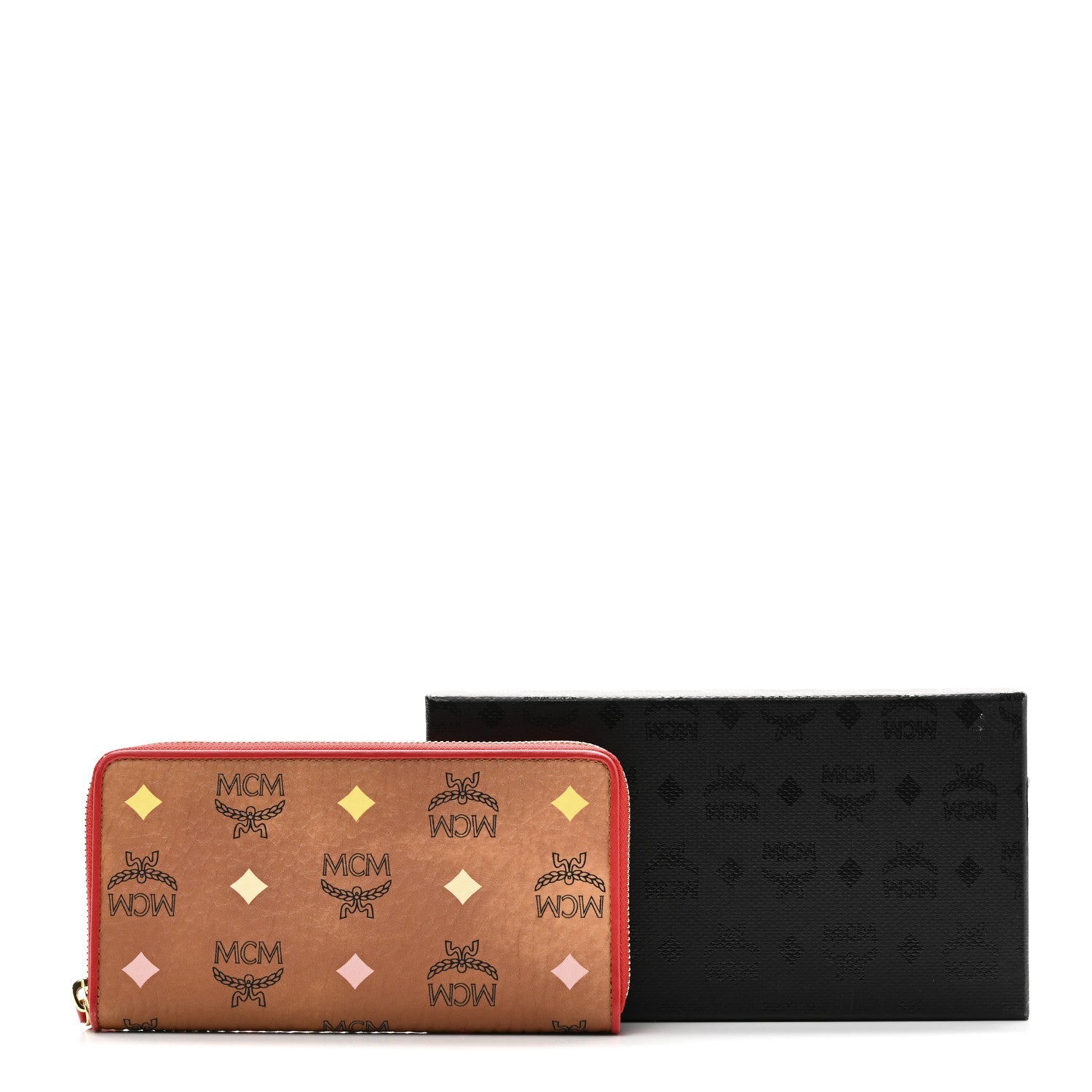 Skyoptic Visetos Zip Around Wallet Cognac Red