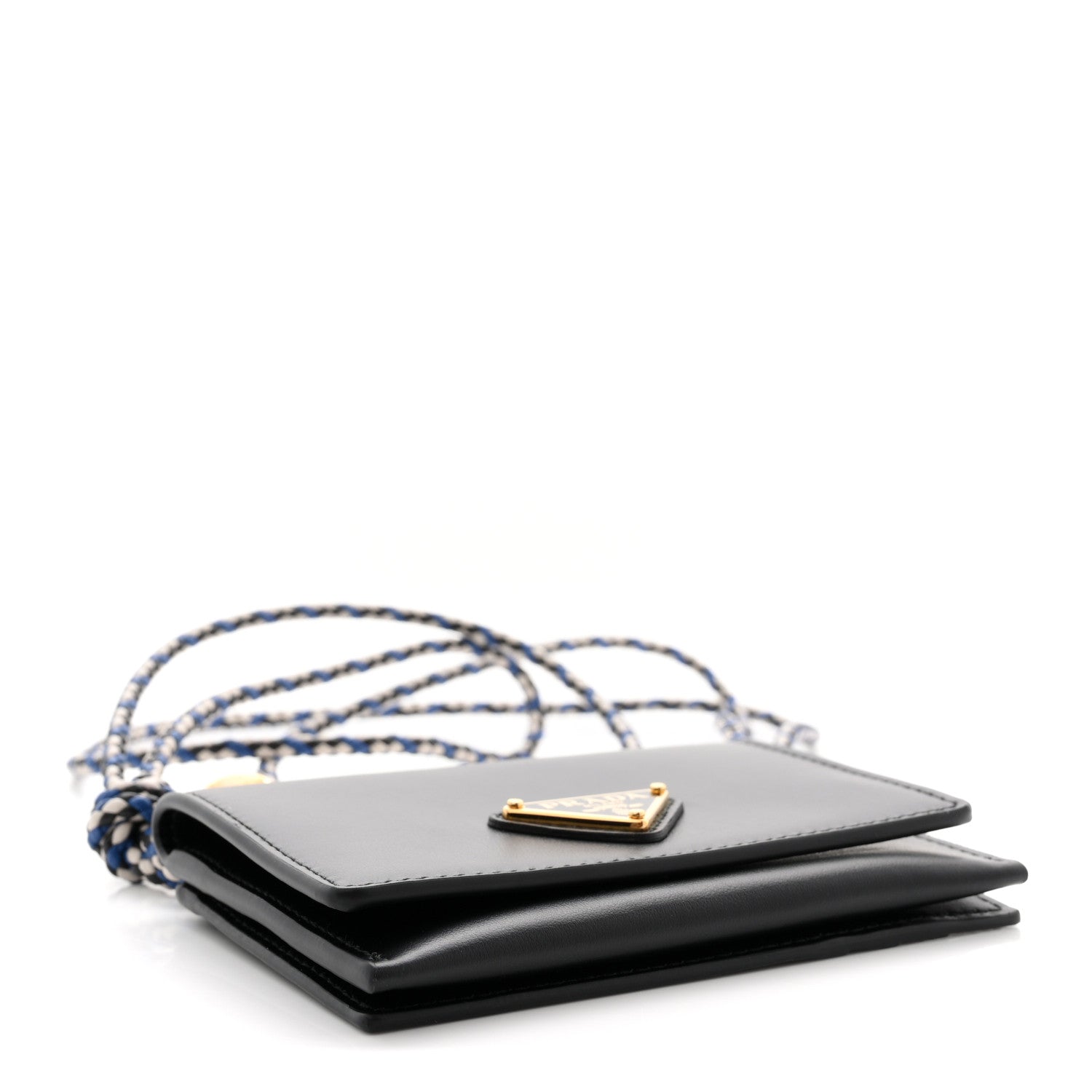 Vitello  Holder With Braided Strap Black