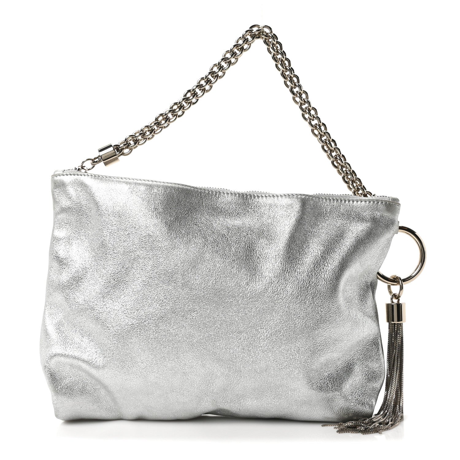 Metallic Goatskin Callie Mea Tassel Silver
