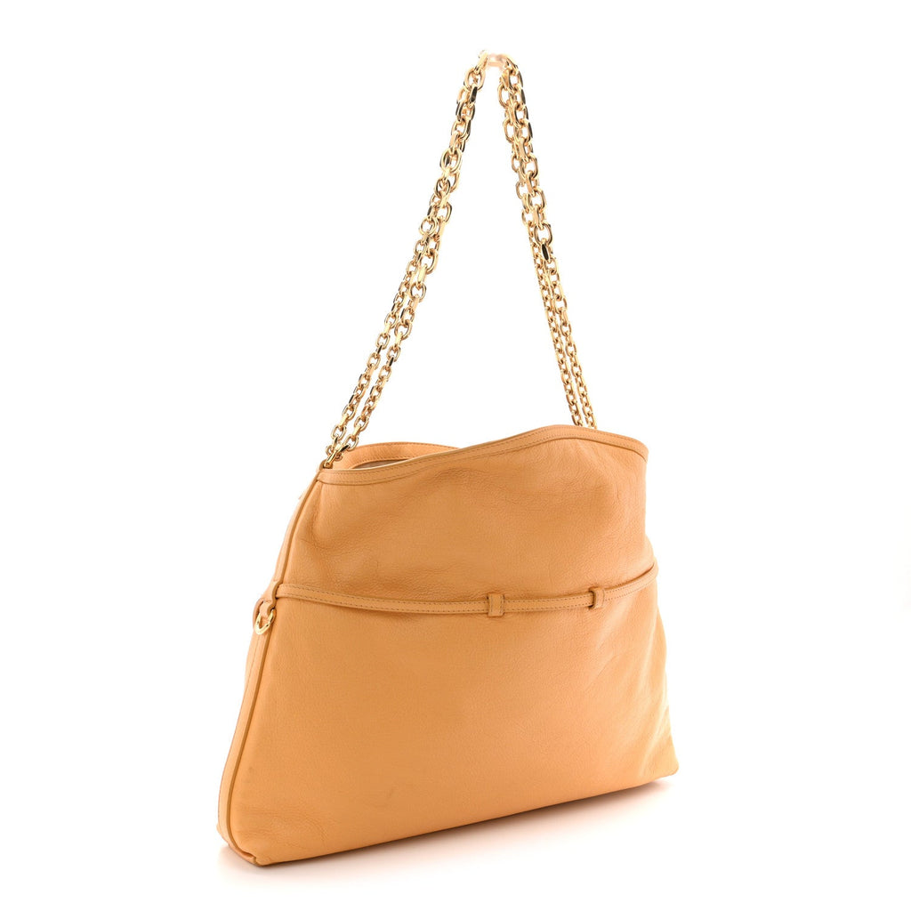 Tumbled Calfskin Medium Voyou Bag Mustard