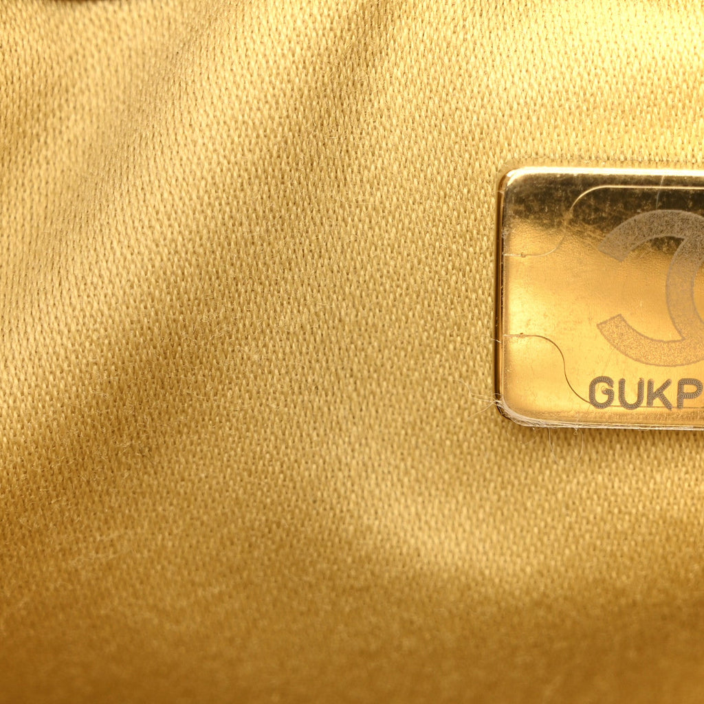 Metallic Caviar Quilted Mini Chanel 25 Handbag Gold