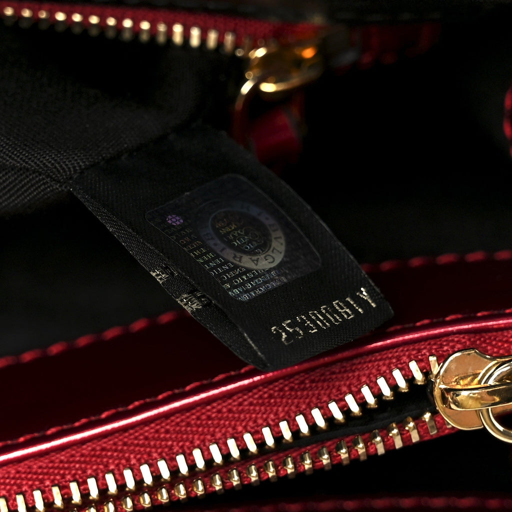 Metallic Calfskin Serpenti Forever Shoulder Bag Red