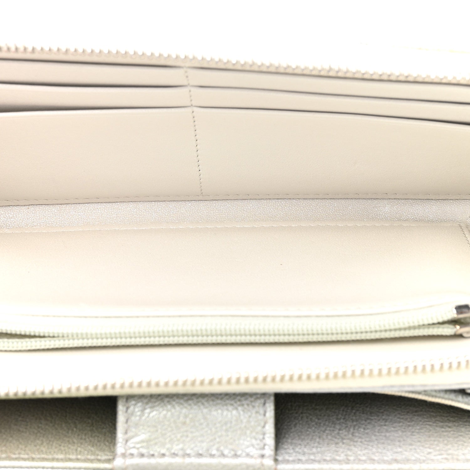Metallic Goatskin Quilted Ombre Phone Holder Wallet on Removable Chain Grey Green