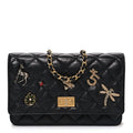 Aged Calfskin Lucky Charms 2.55 Reissue Wallet on Chain WOC Black
