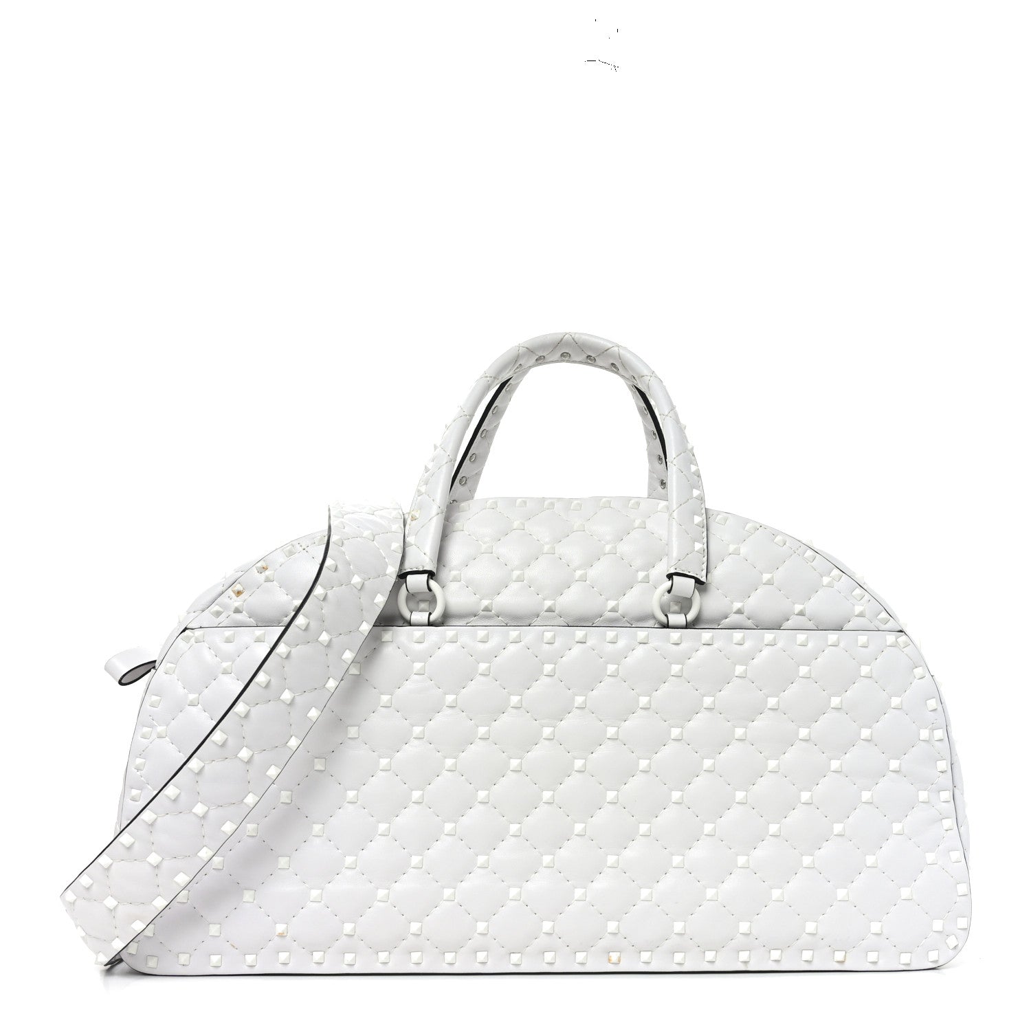 Lambskin Free Rockstud Spike Bowling Bag White