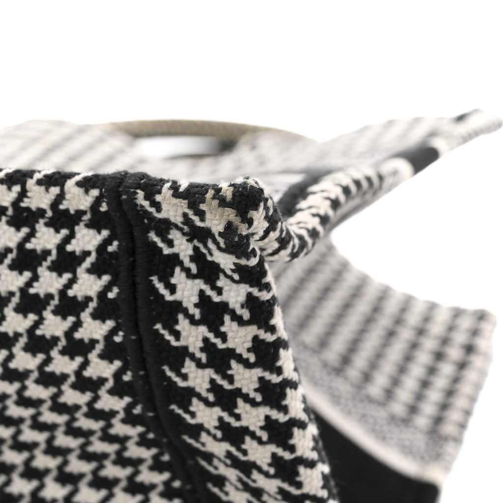 Canvas Houndstooth Embroidered Medium Book  Black White