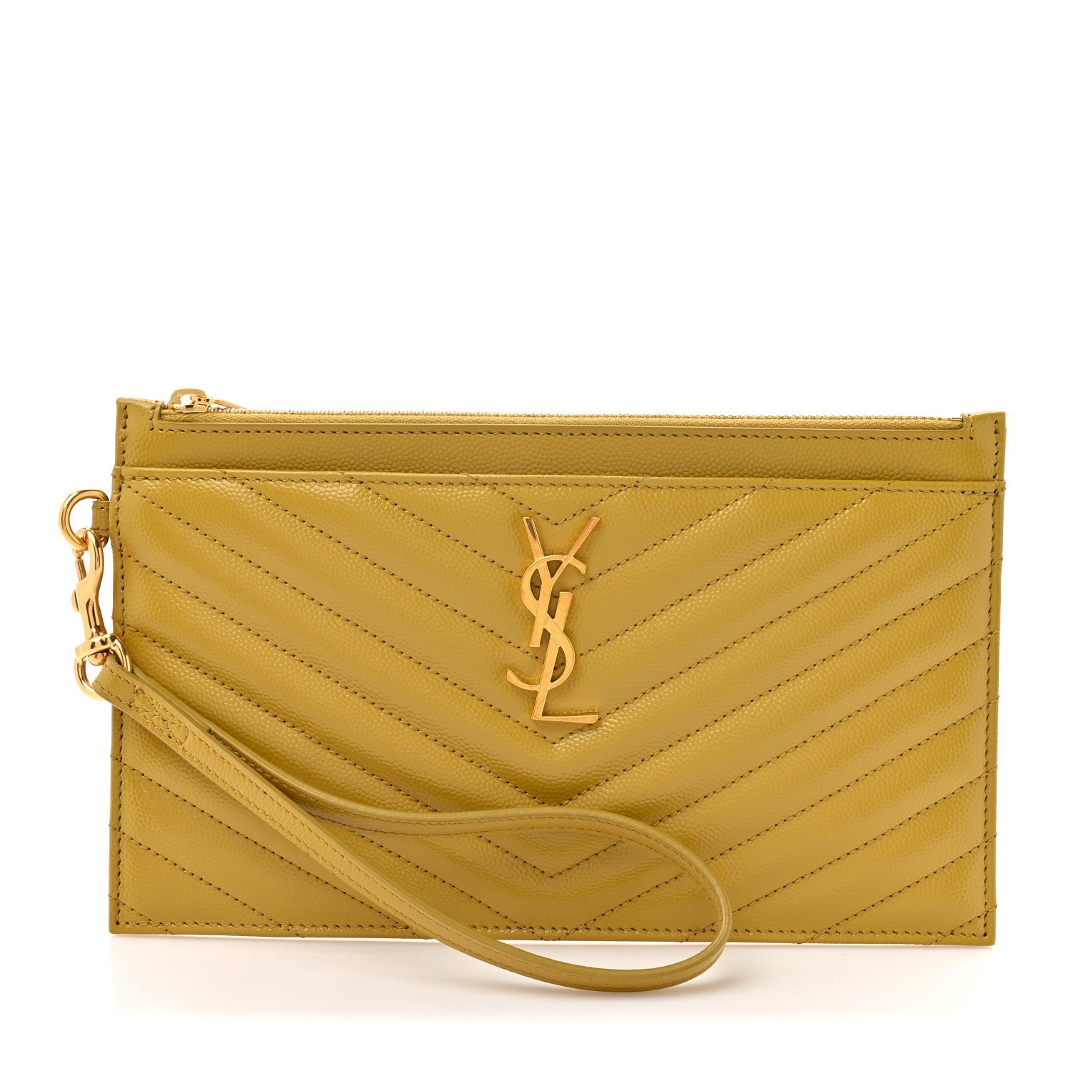 Grain De Poudre Chevron Monogram Large Bill Pouch Light Chartreuse