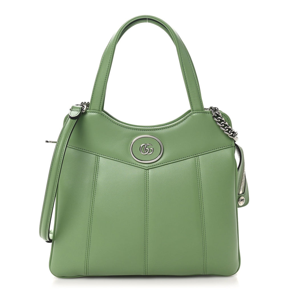 Senna Calfskin Petite GG Small Tote Bag Green Soil Grass