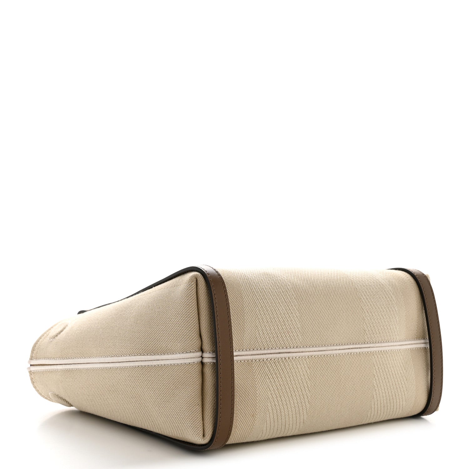 Canvas Calfskin Small Logo Carry Tote Vegetal Beige