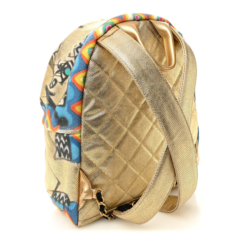 Graffiti Printed Canvas Street Spirit Backpack Multicolor