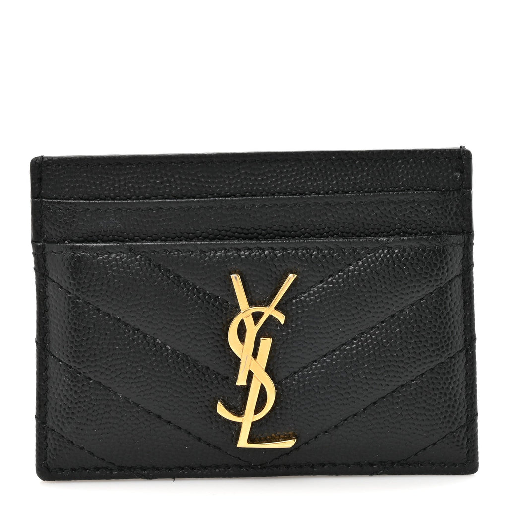 Grain De Poudre Matelasse Chevron Monogram Credit  Case Black