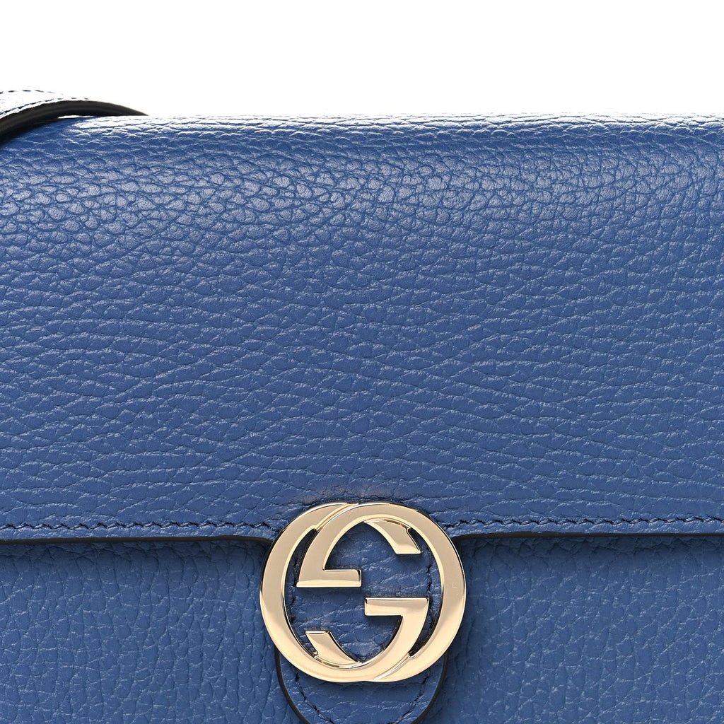 Dollar Calfskin Interlocking G Chain Wallet Caspian