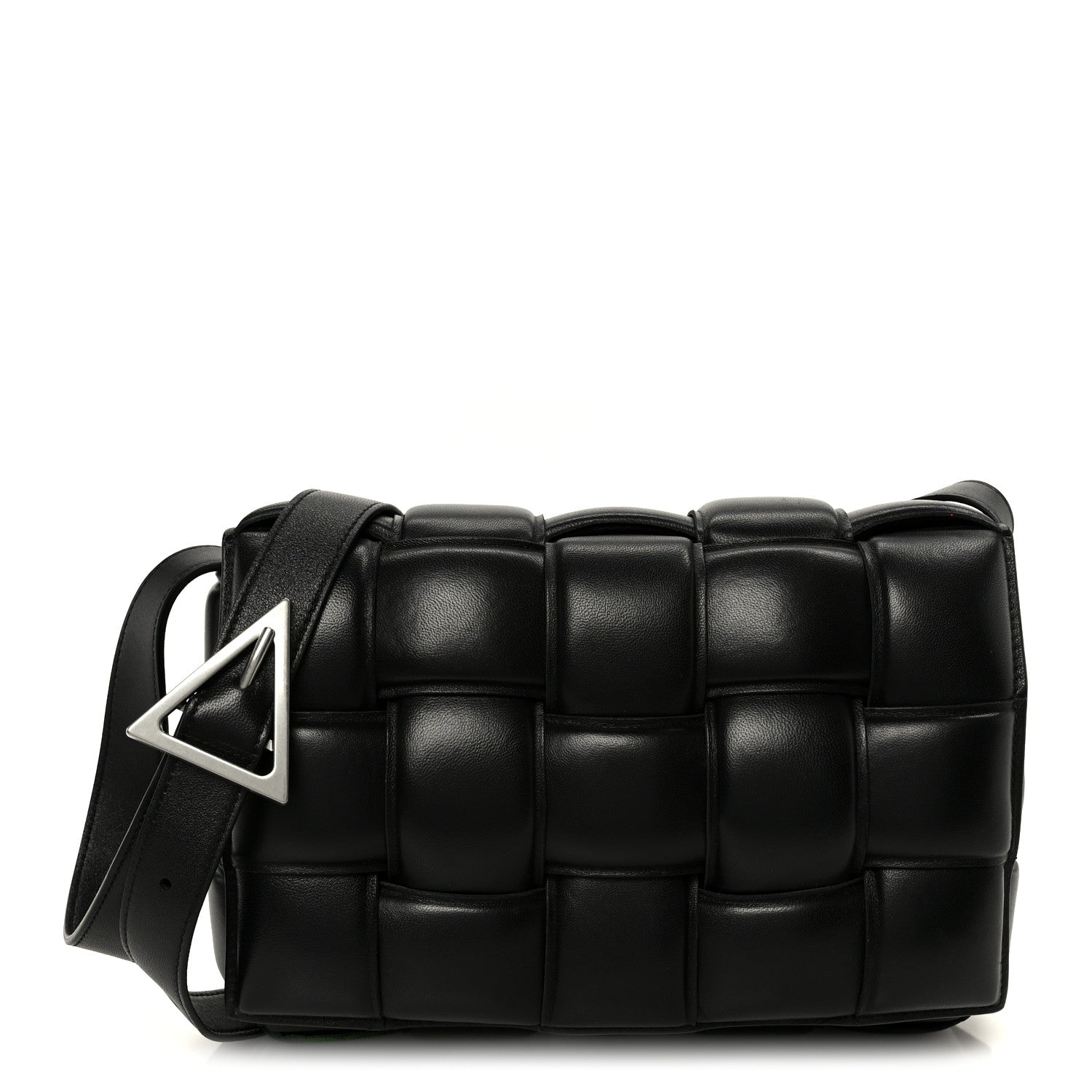 Nappa Maxi Intreccio Padded Cassette Crossbody Bag Black
