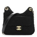 Jersey Quilted Small Wavy CC Hobo Black