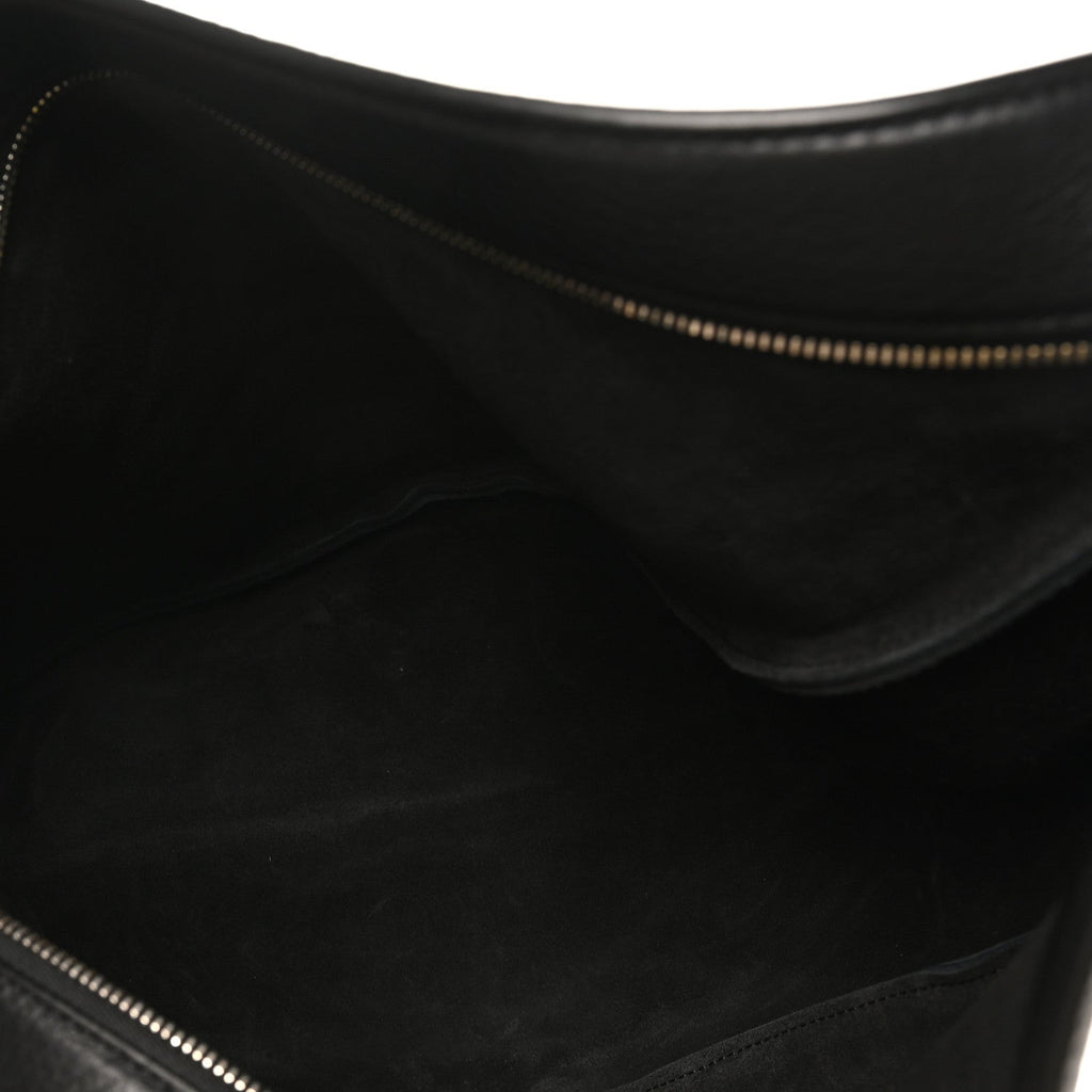 Grained Calfskin Large Slouchy Banana Bag Black