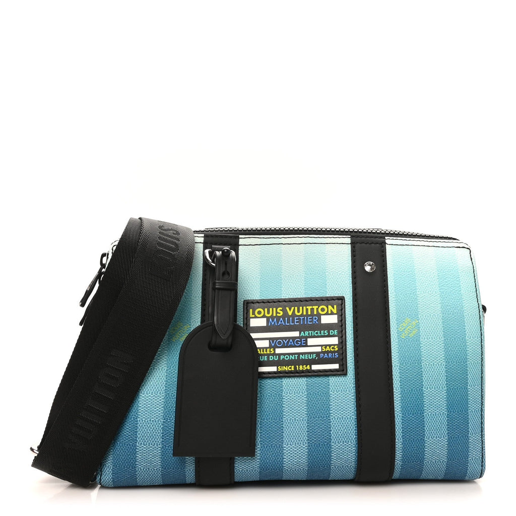 Damier Striped City Keepall Gradient Blue