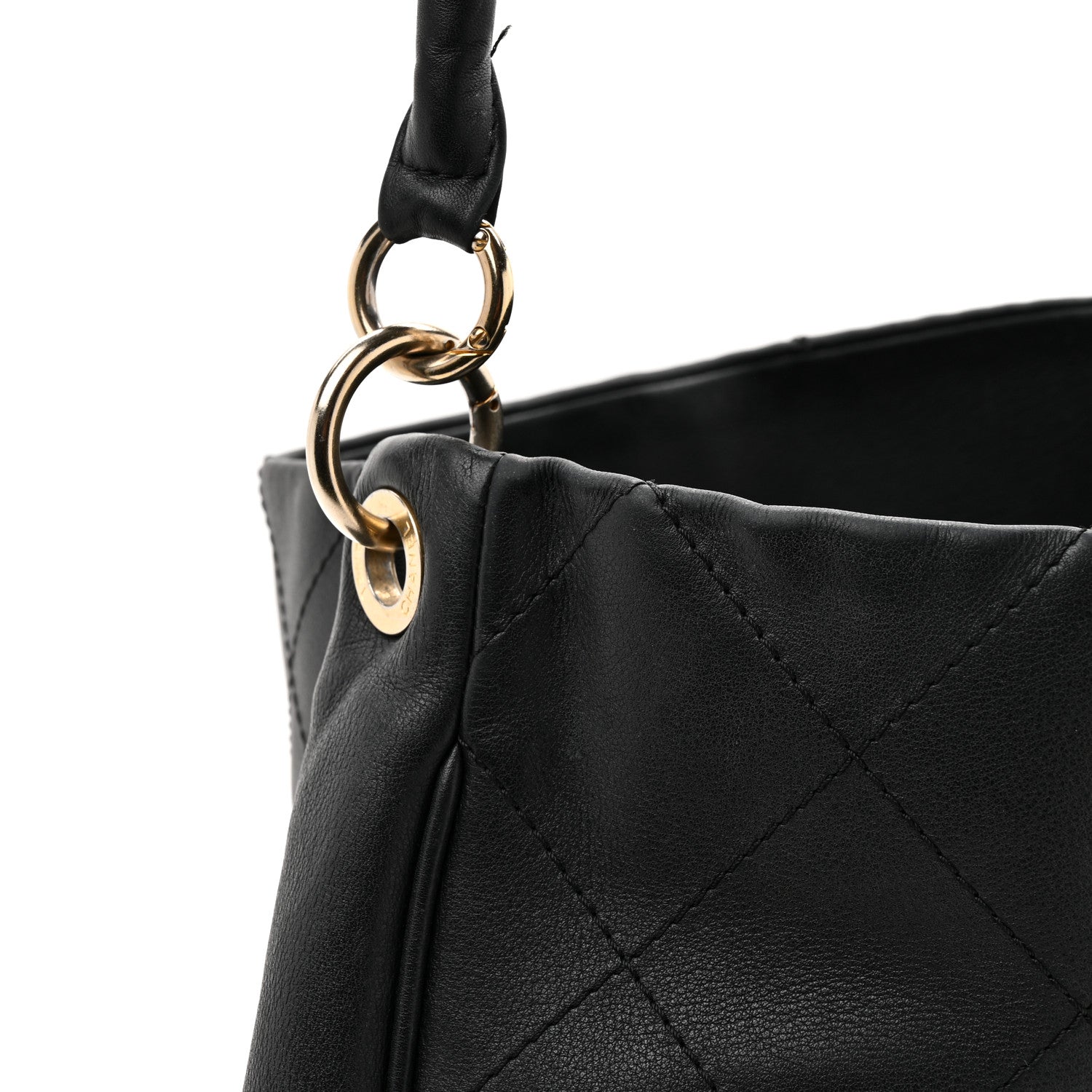 Calfskin Stitched Hobo Black