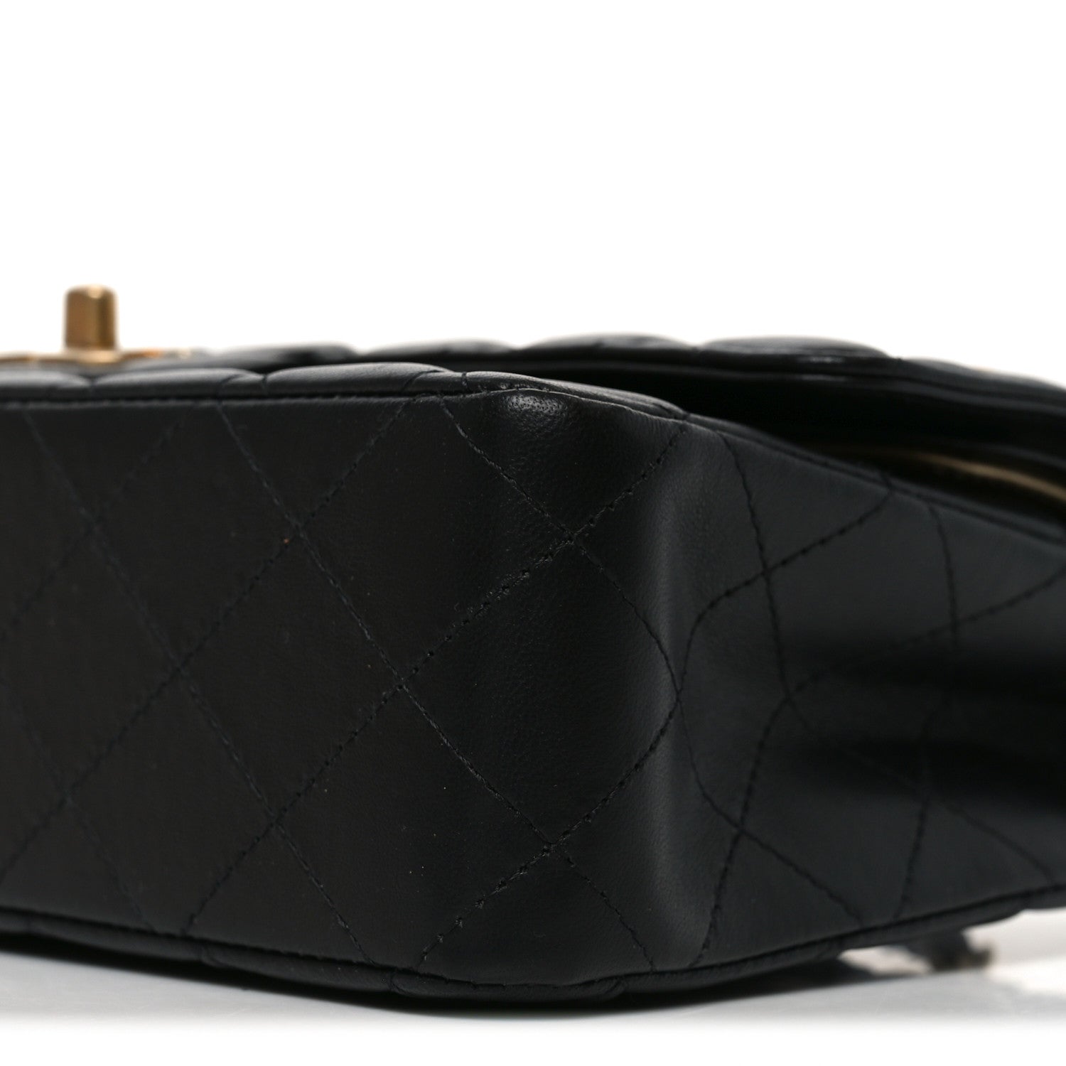 Lambskin Quilted Medium Rue Cambon Charms Double Flap Black