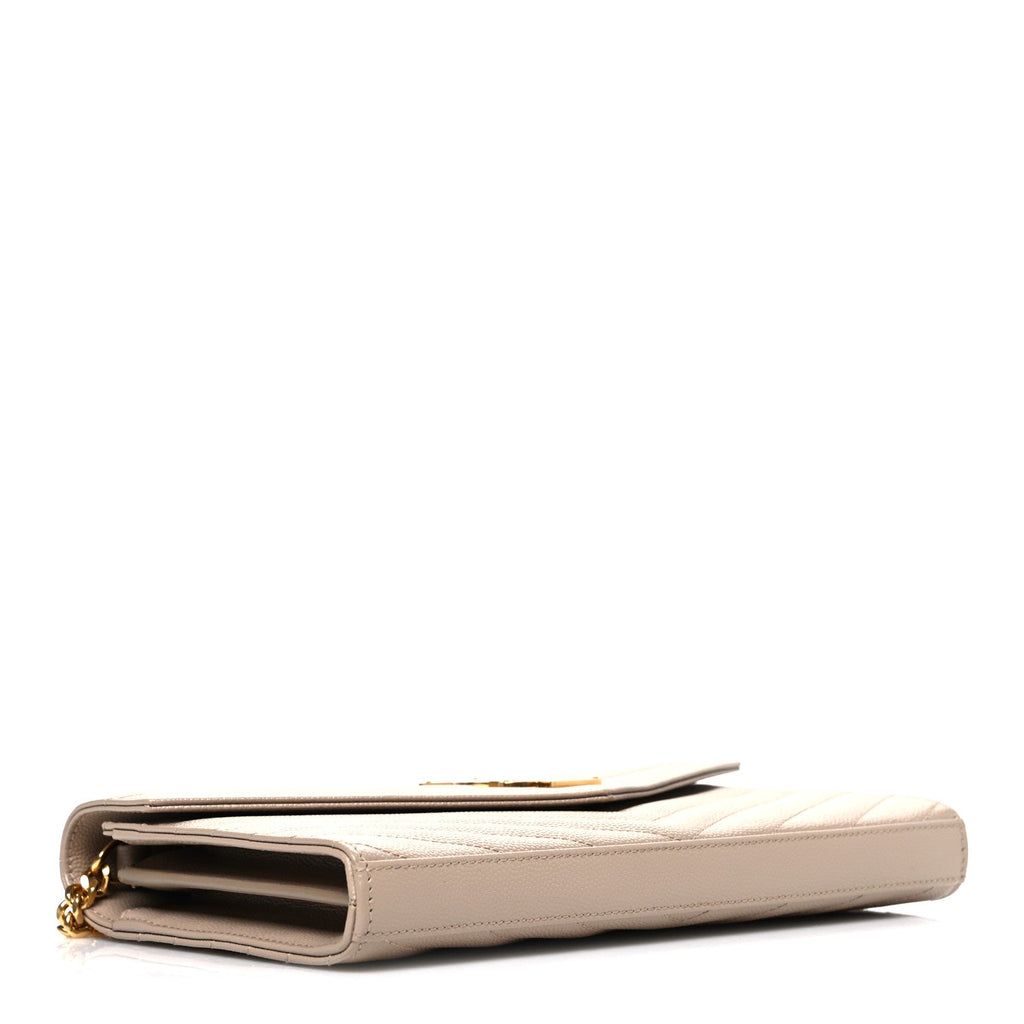 Grain De Poudre Matelasse Chevron Monogram Chain Wallet Nude Powder