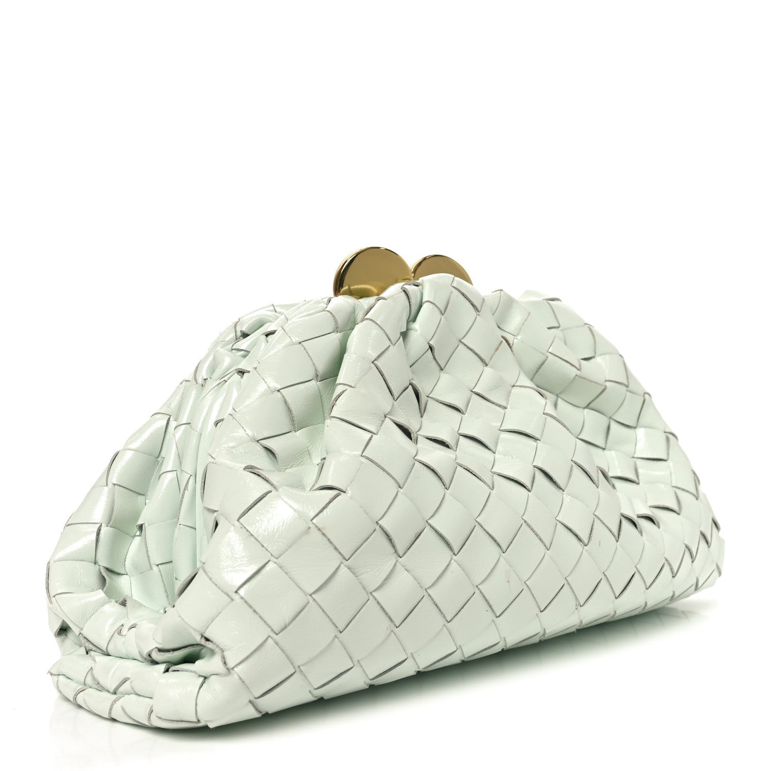 Patent Calfskin Intrecciato Teen Pouch Glacier