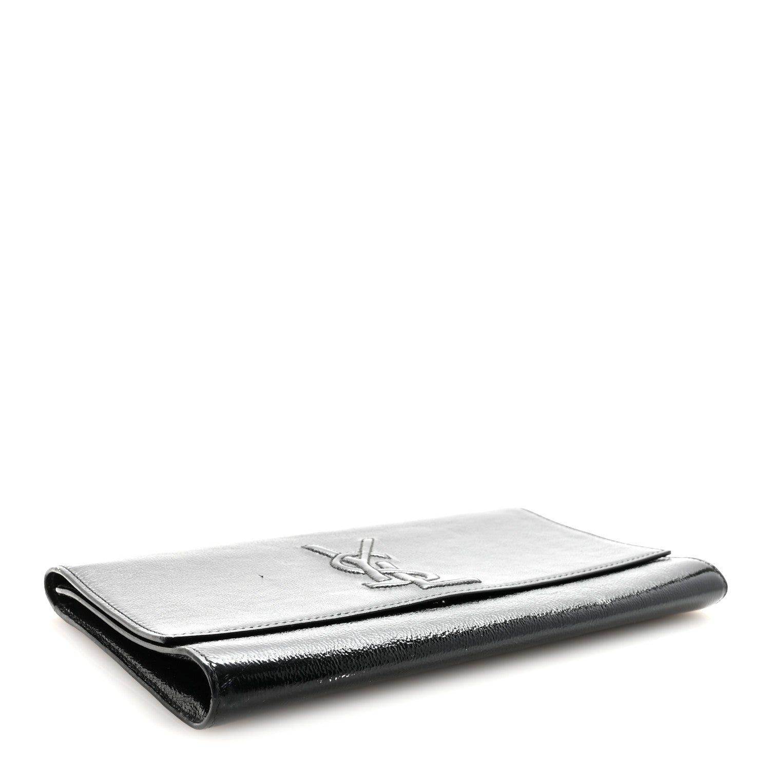 Textured Patent Monogram Large Belle De Jour Clutch Black