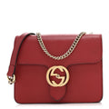 Dollar Calfskin Small Interlocking G Shoulder Bag Red