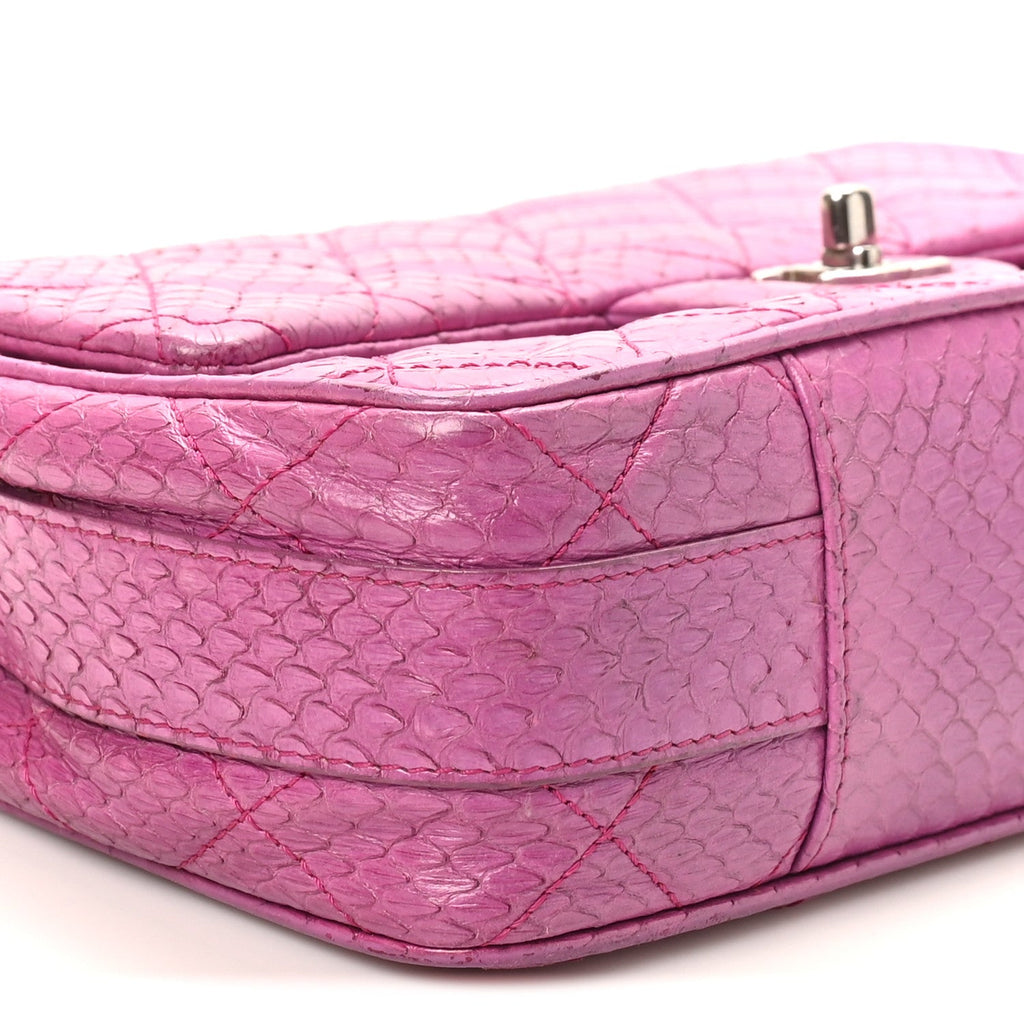 Elaphe Snakeskin Quilted Medium Easy Carry Flap Purple