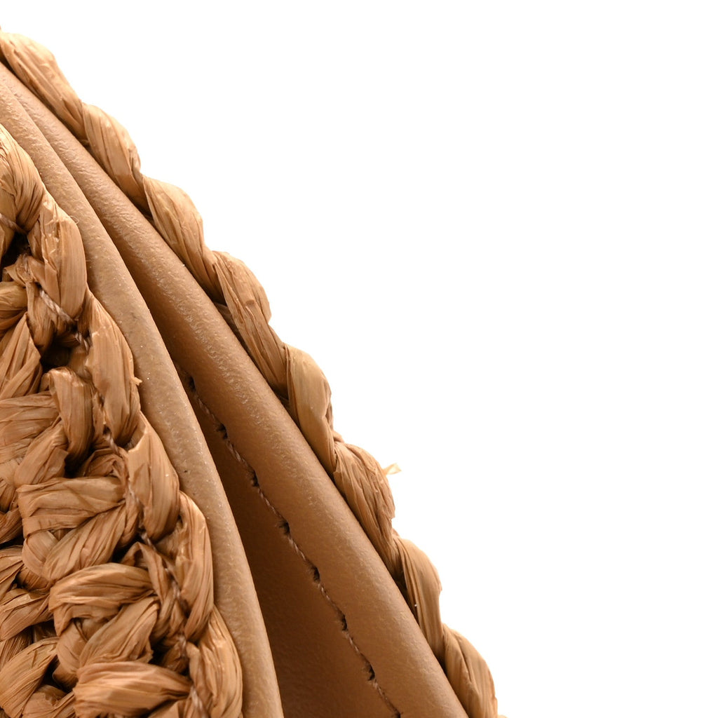 Braided Raffia Nano Kelly Flap Bag Dark Beige