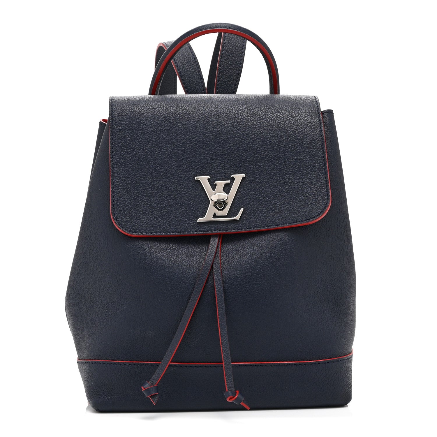Soft Calfskin Lockme Backpack Marine Rouge