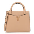 Grainy Calfskin Virtus Top Handle Tote Beige