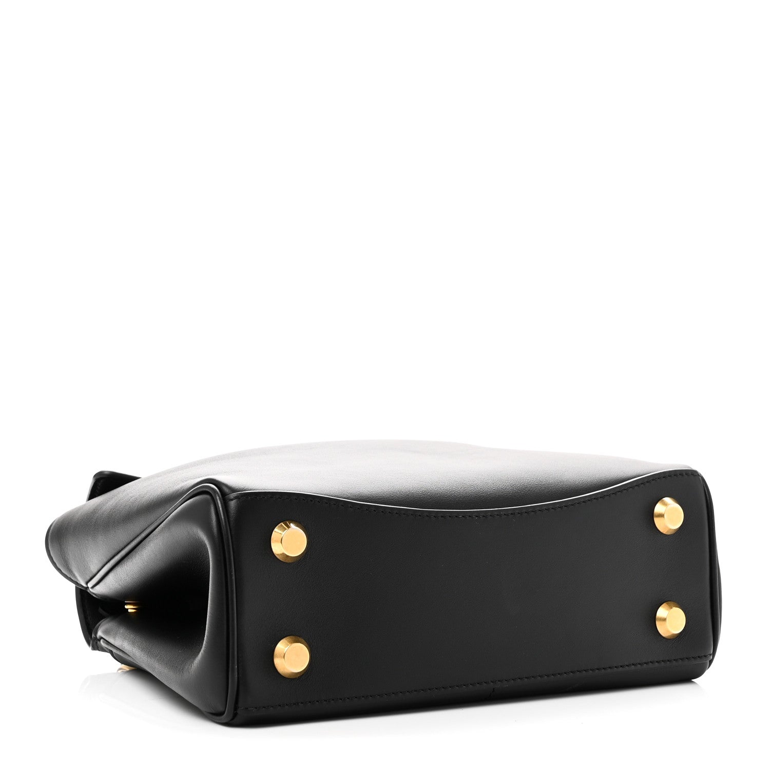 Natural Smooth Calfskin Mini Rodeo Top Handle Handbag Black