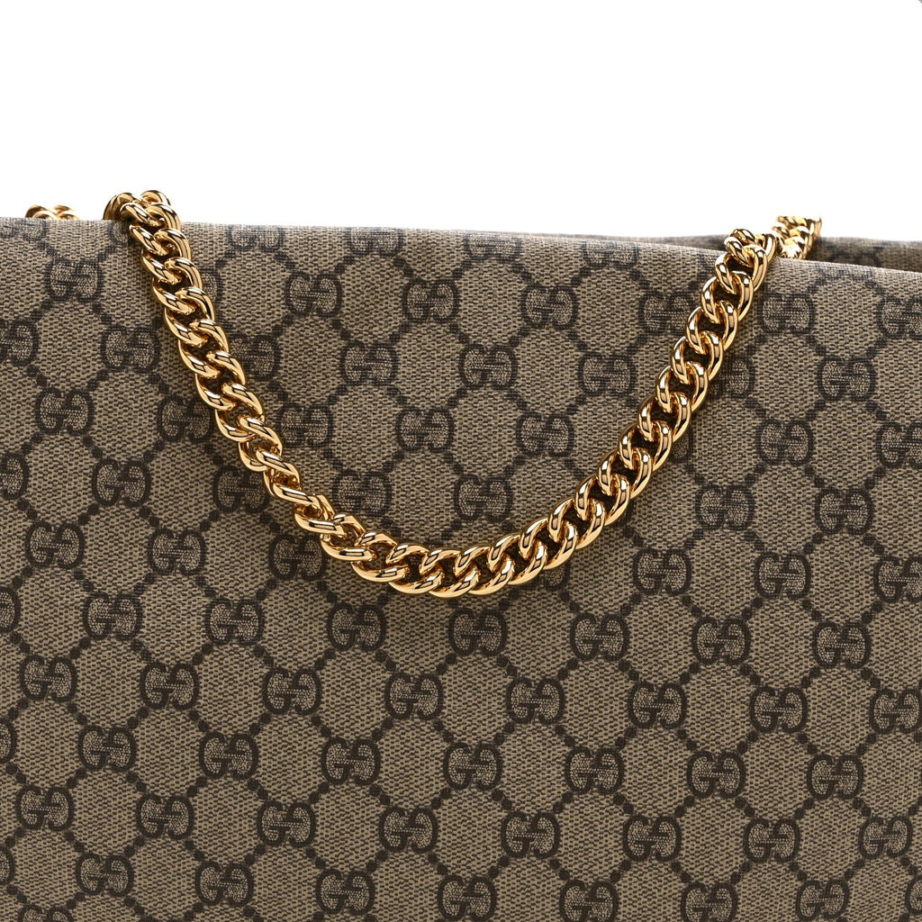 GG Supreme Monogram Large Linea A Hobo Light Brown