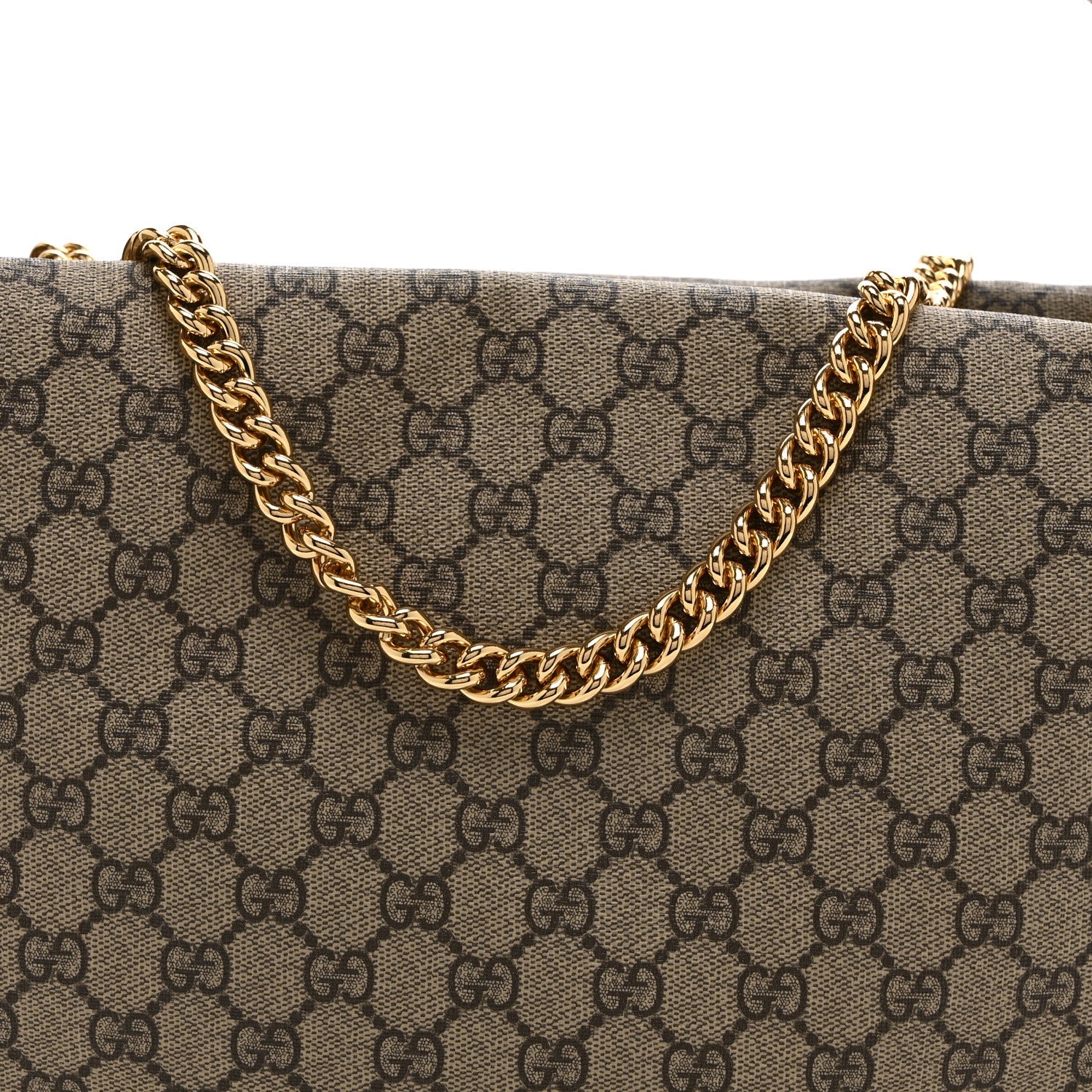 GG Supreme Monogram Large Linea A Hobo Light Brown