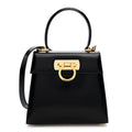 Hammered Calfskin Small Iconic Top Handle Bag Black