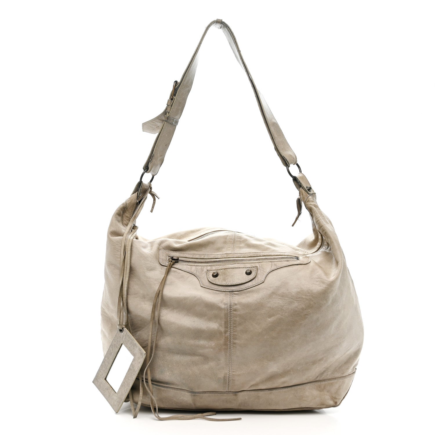 Agneau Classic Silver Hardware Courier XL Hobo Argent