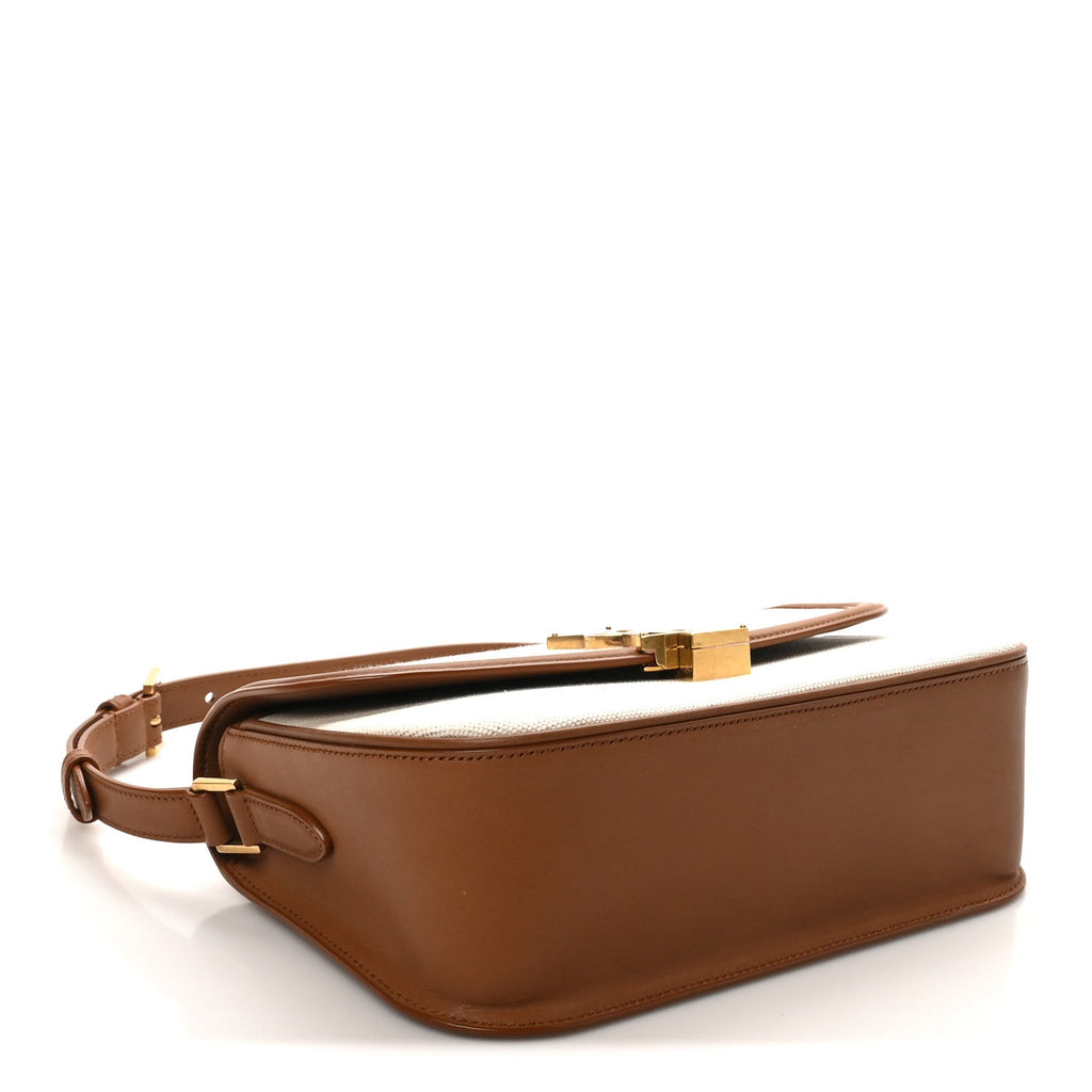 Linen Calfskin Monogram Small Solferino Satchel Greggio Brick