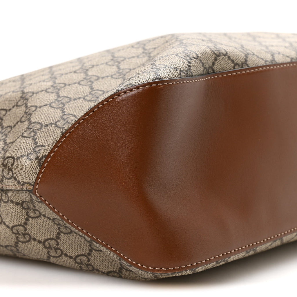 GG Supreme Monogram Large Linea A Hobo Light Brown