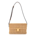 Wicker Calfskin Claude Shoulder Bag Natural