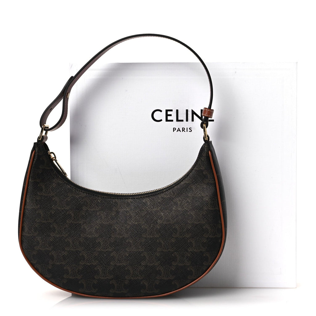 Triomphe Canvas Calfskin Ava Shoulder Bag Tan