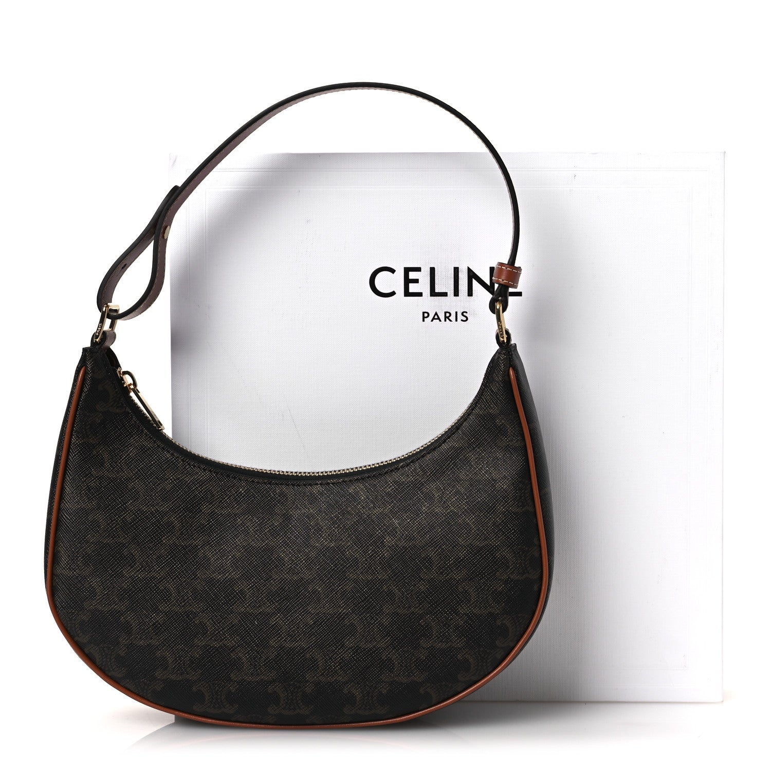 Triomphe Canvas Calfskin Ava Shoulder Bag Tan