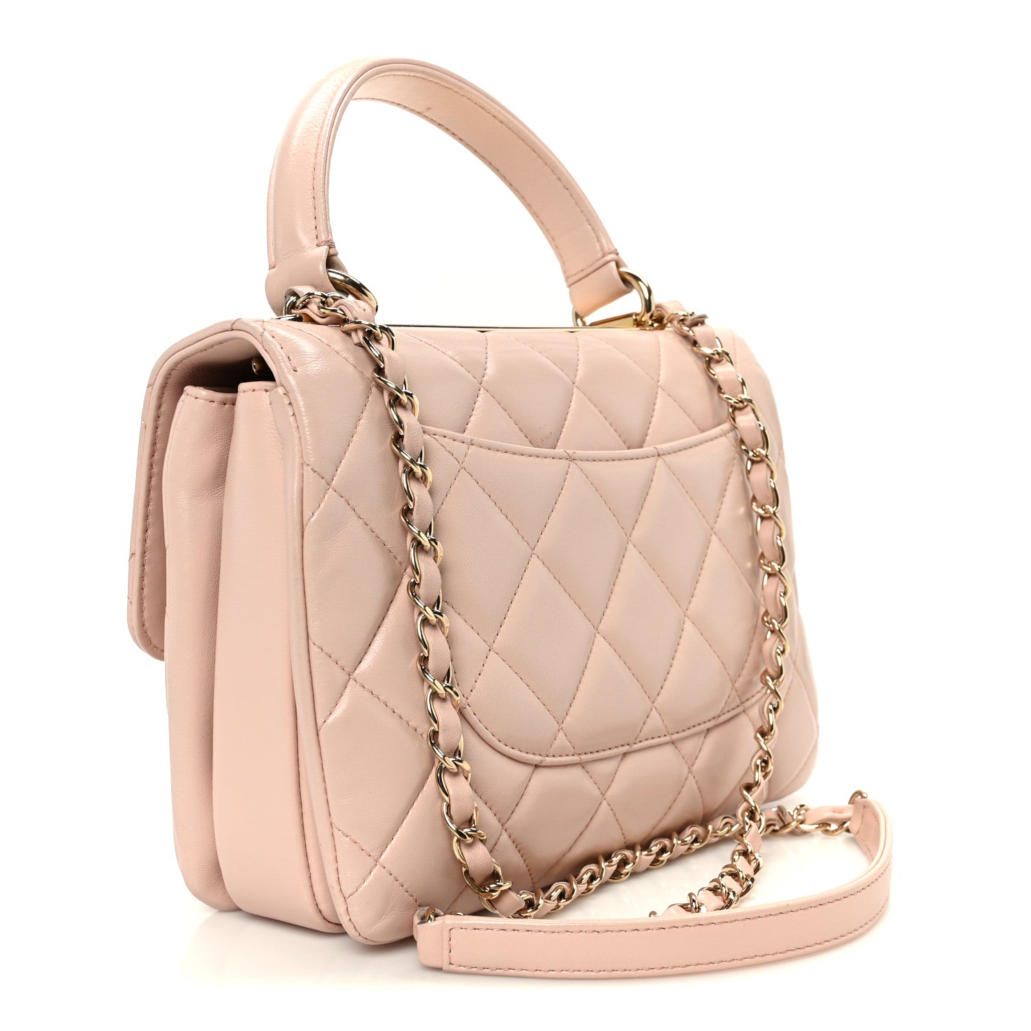 Lambskin Quilted Small Trendy CC Flap Dual Handle Bag Light Pink